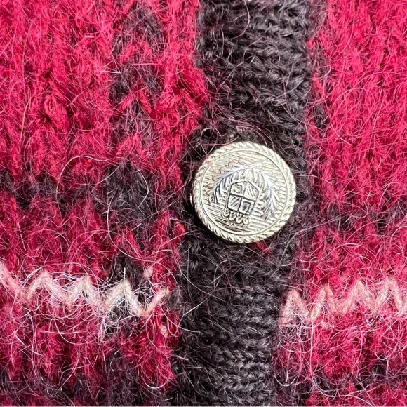 Vintage Dressbarn Mohair Blend Golden Button Up Cardigan Sz M Plaid Academia - Picture 2 of 9